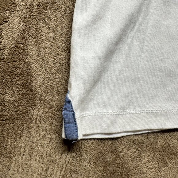 Ralph Lauren LRL White Henley Top w/ Chambray Trim 3/4 Sleeve Y2K Medium - Picture 5 of 7